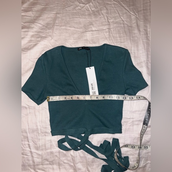 NWT Zara teal TIED RIB TOP - Picture 10 of 10